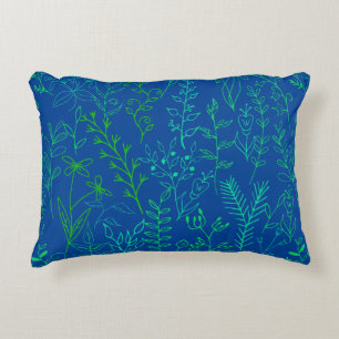 Bloemen Patroon klassiek Groene Toon A02.b Blauw B Accent Kussen