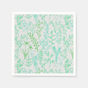 Bloemen Patroon klassiek Groene toon A02.b Off Whi Servet