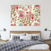 Bloemen Patroon Kleurrijke Trendy Bloemen Roze Gro Canvas Afdruk (Insitu (Slaapkamer))