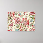 Bloemen Patroon Kleurrijke Trendy Bloemen Roze Gro Canvas Afdruk (Voorkant)