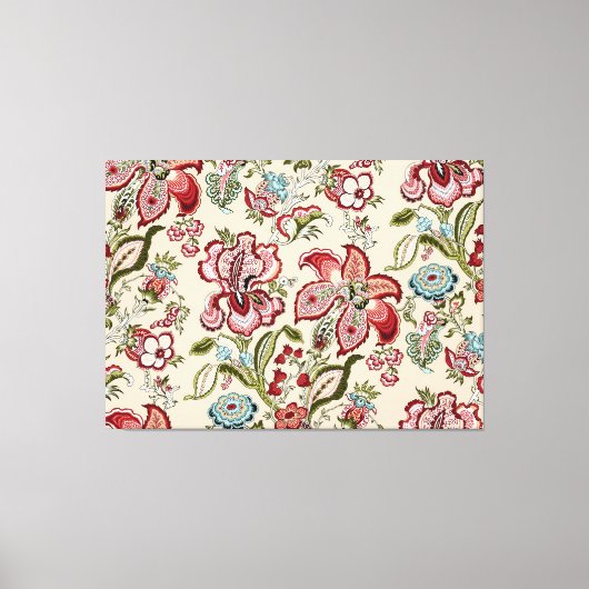 Bloemen Patroon Kleurrijke Trendy Bloemen Roze Gro Canvas Afdruk (Voorkant)