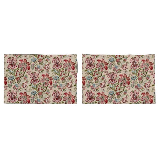 Bloemen Patroon Kleurrijke Trendy Bloemen Roze Gro Kussensloop (Achterkant-Set)