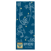 Bloemen patroon, Menorah, aangepaste naam Pascha Wijn Cadeautas (Achterkant)