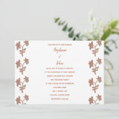 Bloemen Patroon Terracotta Wit Eenvoudige Bruiloft Kaart (Staand voorkant)