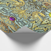 BLOEMEN, PAUWEN, DRAKEN, PAARSE GELE EDELSTENEN CADEAUPAPIER (Hoek)