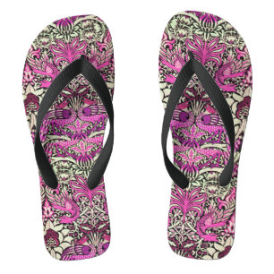 BLOEMEN,PAUWEN EN DRACEN ,Roze Zwart Wit Teenslippers