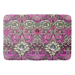 BLOEMEN, PAUWEN EN DRAKEN, ROZE WITTE EDELSTENEN BADMAT