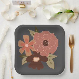 Bloemen Peach Grey Botanical Event Papieren Bordje