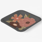 Bloemen Peach Grey Botanical Event Papieren Bordje (Gebogen)