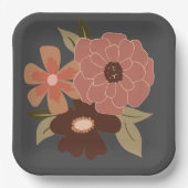 Bloemen Peach Grey Botanical Event Papieren Bordje (Voorkant)