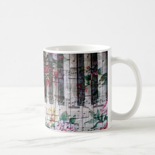 Bloemen pianist keyboard muziek koffiemok (Rechts)