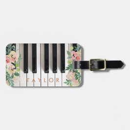 Bloemen piano ontwerp bagagelabel