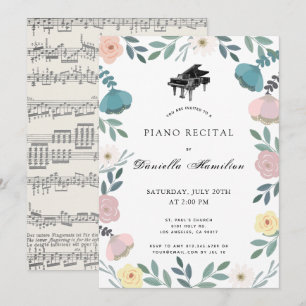 Bloemen Piano Wit Overweging Uitnodiging