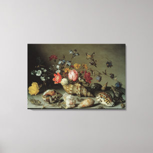 Bloemen, planken en insecten Balthasar van der Ast Canvas Afdruk