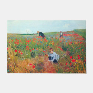 Bloemen plukken in een veld, Mary Cassatt Deurmat