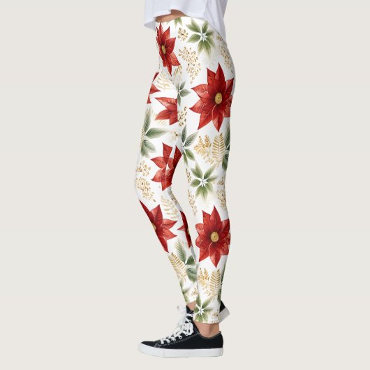 Bloemen Poinsettia Rode Bloem Leggings (Links)