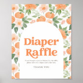 Bloemen Pompoen Baby shower Luier Raffle Sign Poster (Voorkant)