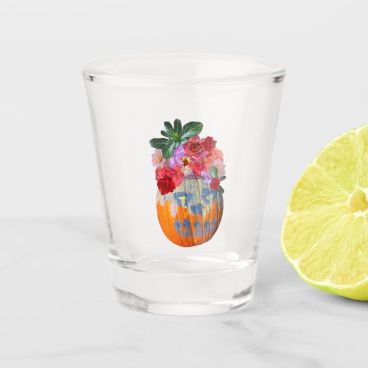 Bloemen Pompoen Shot glas (Voorkant)
