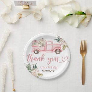  Bloemen Pompoen Truck Baby shower Papieren Bordje