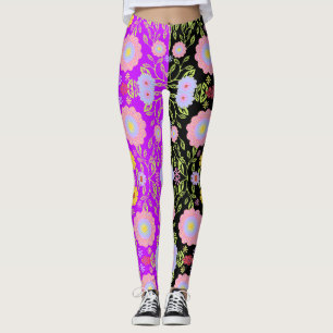 Bloemen Pop kunst schilderij bi-kleur naadloos pat Leggings