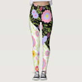 Bloemen Pop kunst schilderij bi-kleur naadloos pat Leggings (Voorkant)