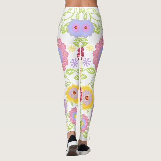 Bloemen Pop kunst schilderij Patroon Leggings (Achterkant)