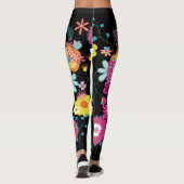 Bloemen Power Kleurrijk Zwart Leggings (Achterkant)