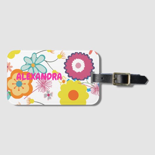 Bloemen Power Kleurrijke Roze Bagagelabel (Voorkant (horizontaal))