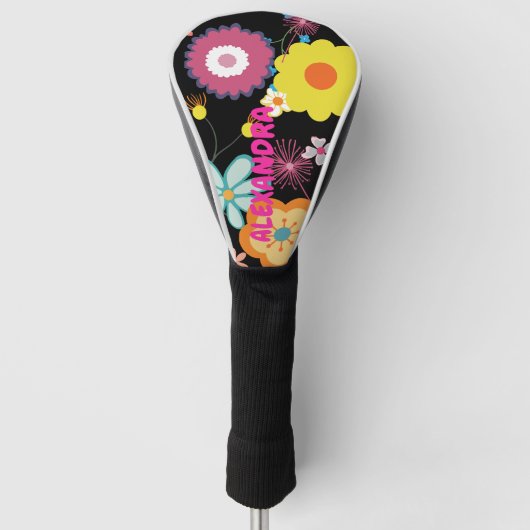 Bloemen Power Kleurrijke Roze Golfheadcover (Voorkant)