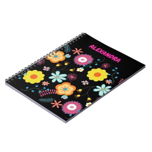 Bloemen Power Kleurrijke Roze Notitieboek (Linkerzijde)