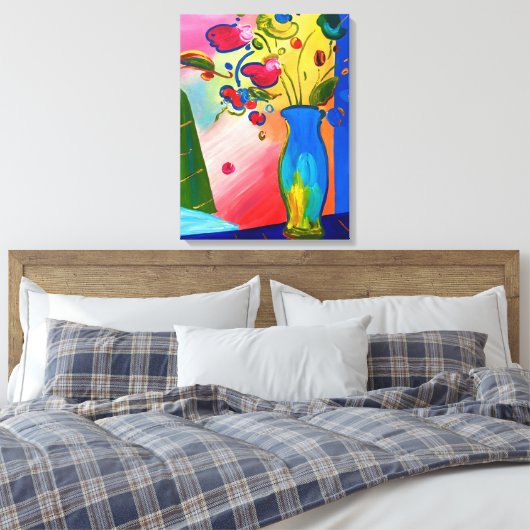 Bloemen Premium Verpakt Canvas (Glans) (Insitu (Slaapkamer))