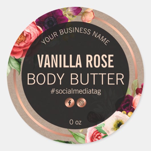 Bloemen productetiketten ronde sticker (Voorkant)