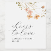 Bloemen Proost Op Liefde Bruiloft Wijn Label Wijn Etiket (Enkel label)