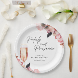 Bloemen & Prosecco Bloemige Bruidsbruiloft Papieren Bordje