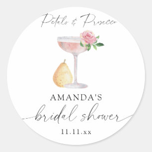 Bloemen & Prosecco - bruidsdouche Ronde Sticker