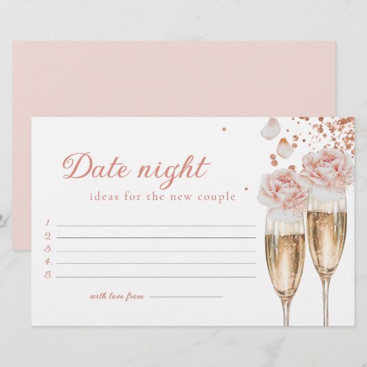Bloemen & Prosecco Date Night Spel Bruidsborrel  Briefpapier (Voorkant / Achterkant)