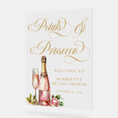 Bloemen & Prosecco Elegante Bruidsdouche Welkom Acryl Bord (Hoek)
