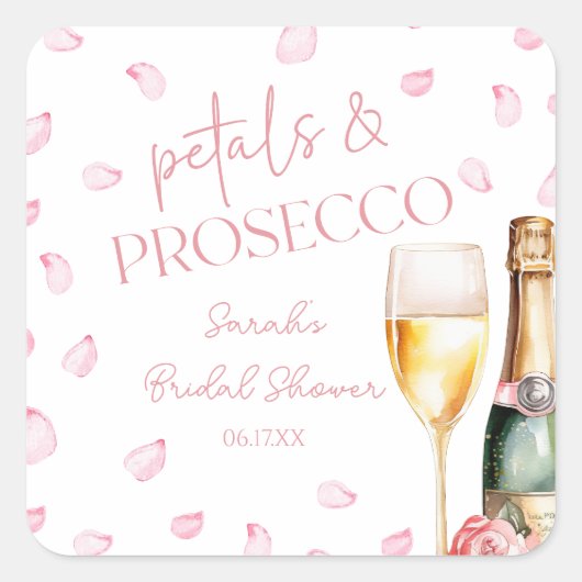 Bloemen & Prosecco Mimosa Champagne Bruidsdiner Vierkante Sticker (Voorkant)