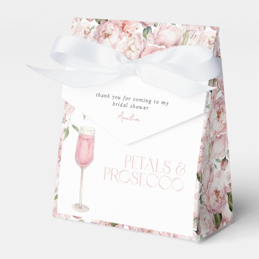 Bloemen & Prosecco Roze Bloemen Douche Dank u Bedankdoosjes (Voorkant Zijde)