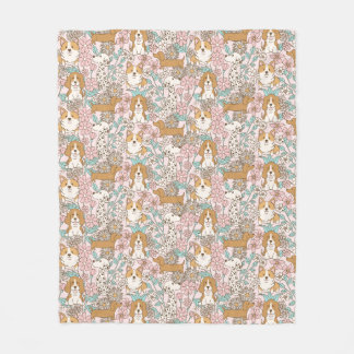 Bloemen Puppies Fleece Deken