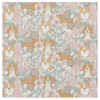 Bloemen Puppies Stof