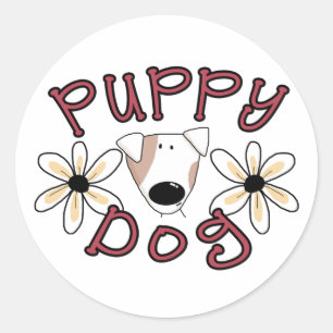 Bloemen Puppy Hond Ronde Sticker