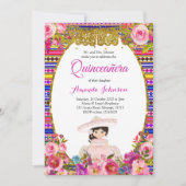Bloemen Quinceañera Uitnodiging Spaanse Uitnodigin (Voorkant)
