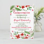 Bloemen Quinceanera viering Feestdagenkaart (Staand voorkant)