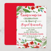 Bloemen Quinceanera viering Feestdagenkaart (Voorkant / Achterkant)