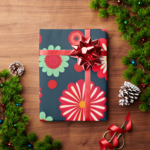 Bloemen Regenboog Retro Bloemen Patroon Cadeaupapier