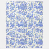  bloemen retro blauw toile de jouy fle fleece deken (Voorkant)