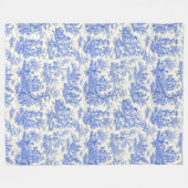  bloemen retro blauw toile de jouy fle fleece deken (Voorkant (Horizontaal))