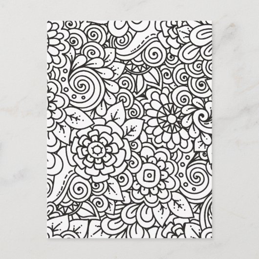 Bloemen Retro Doodle Briefkaart (Voorkant)