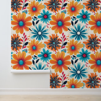 Bloemen Retro Flower Power Behang